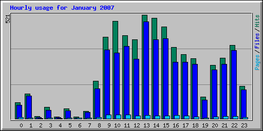 Hourly usage for January 2007